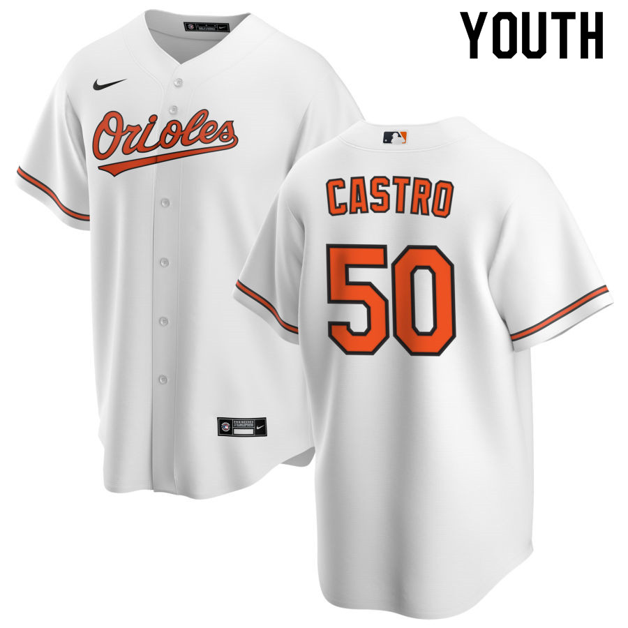Nike Youth #50 Miguel Castro Baltimore Orioles Baseball Jerseys Sale-White